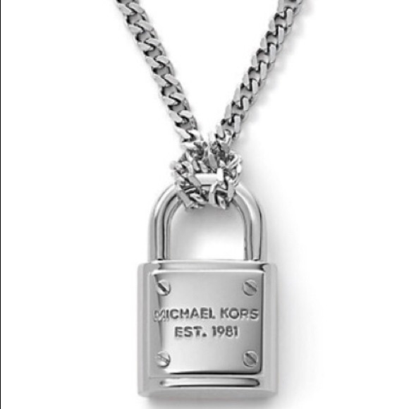 michael kors silver padlock necklace